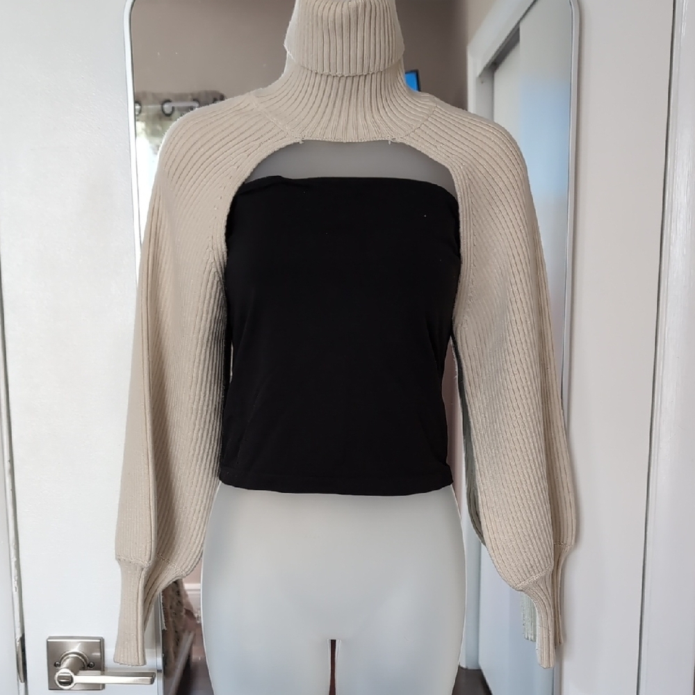 Zara Ivory Ribbed Knit Top